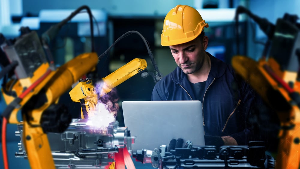 man working on machine